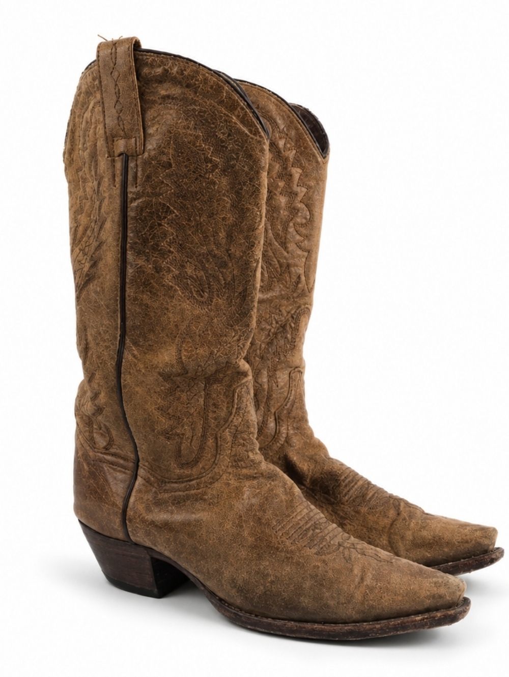 Vintage Dan Post Snip Toe Tan Leather Women's Western Boots Size 8.5